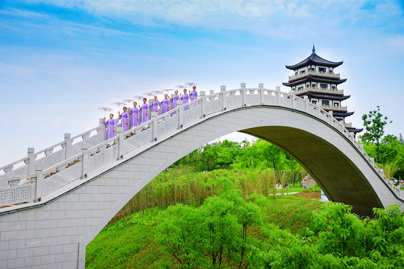 市民暢游三合湖濕地公園。黃亞輝攝