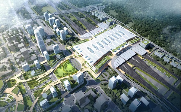 重慶東站樞紐新城規(guī)劃效果圖（局部）。重慶市住房城鄉(xiāng)建委供圖