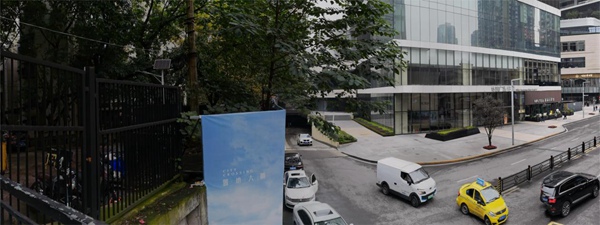 未拆前由擋墻形成的兩邊景象對(duì)比。九龍城市更新公司供圖