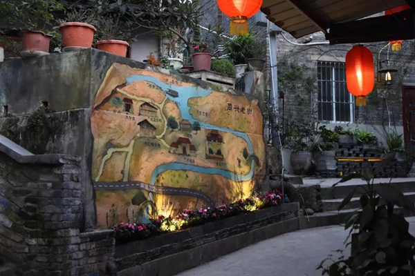 北碚區(qū)同興老街歷史文化街區(qū)入口導(dǎo)覽圖。北碚區(qū)融媒體中心供圖