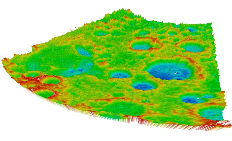 國內(nèi)首張月球環(huán)形山地基雷達三維圖像。北理工重慶創(chuàng)新中心供圖