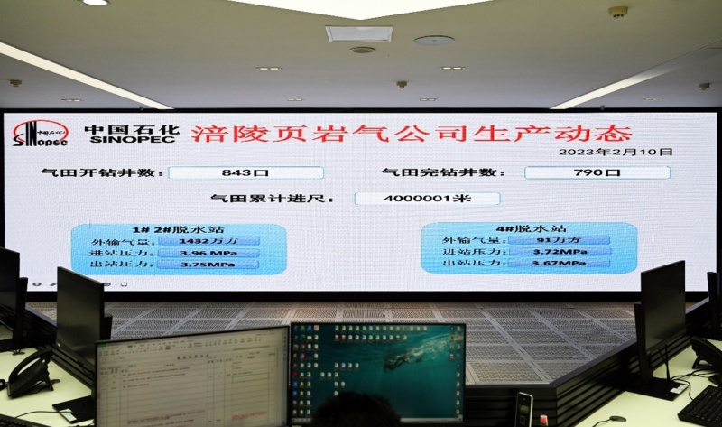 涪陵頁巖氣田鉆井進尺突破400萬米。涪陵頁巖氣公司供圖