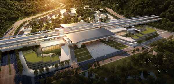 大足石刻站建成后效果圖。大足區(qū)網(wǎng)信辦供圖