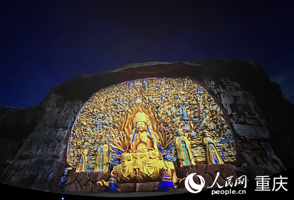 大足石刻游客中心8K球幕電影《大足石刻》畫面。人民網(wǎng) 胡虹攝