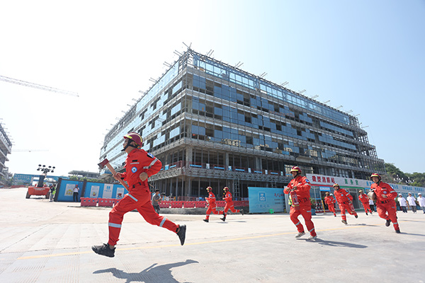 應(yīng)急演練現(xiàn)場(chǎng)。中建三局供圖