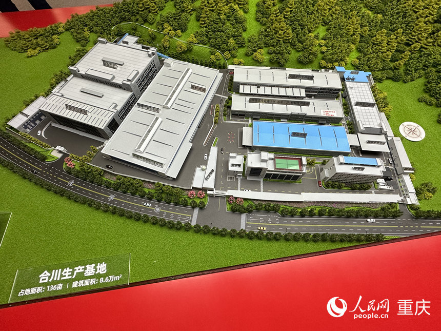 梅香園合川生產(chǎn)基地沙盤(pán)。人民網(wǎng)記者 劉政寧攝