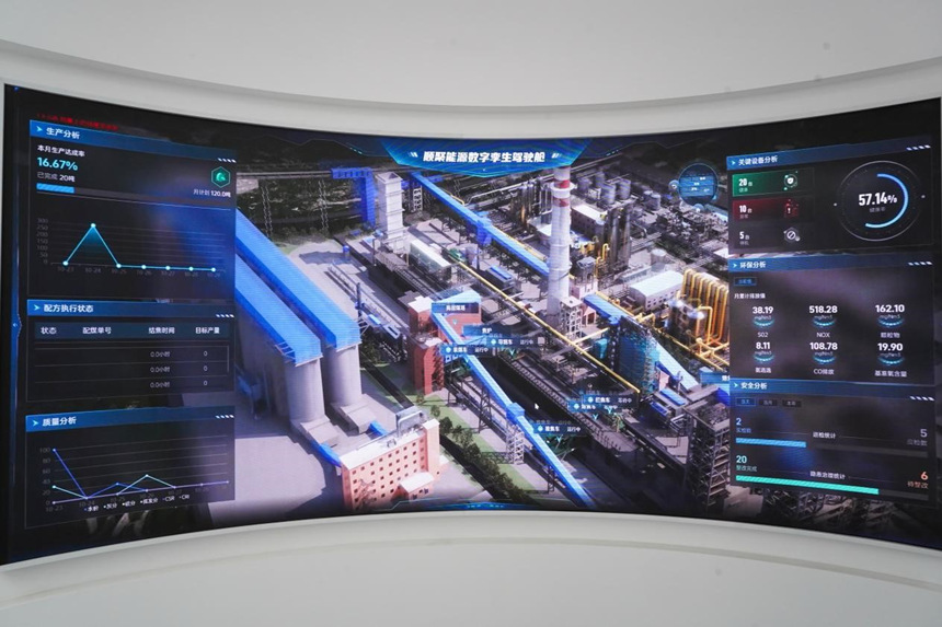 1400公里外的煤焦工廠以數(shù)字孿生的方式呈現(xiàn)在屏幕上。吳汪洋攝
