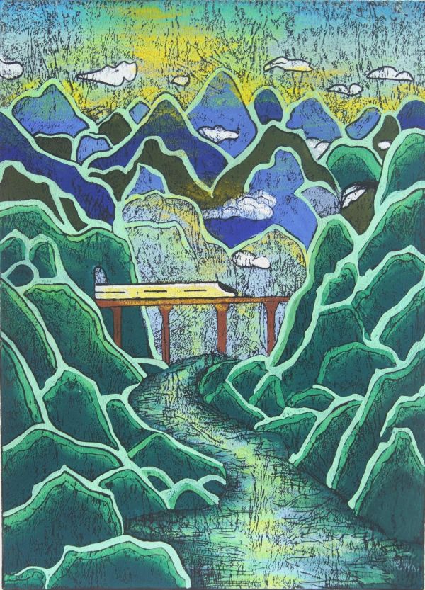 羅宇、李思逸作品《高鐵修進(jìn)深山來》。重慶文藝職院供圖