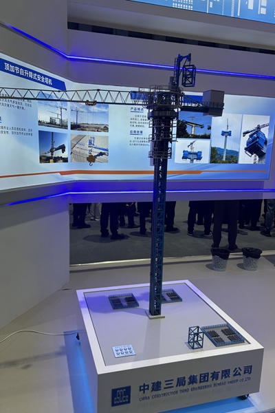 頂加節(jié)自升降式塔機模型。唐鑫攝