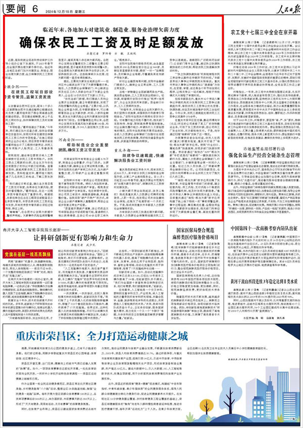 《 人民日?qǐng)?bào) 》（ 2024年12月18日 06 版）