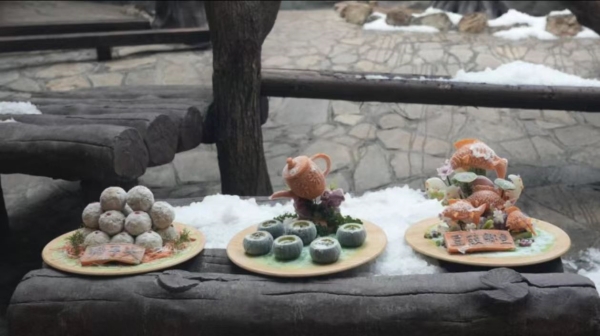 為大熊貓?zhí)刂频摹坝逦?60碗”美食。樂和樂都動物主題樂園供圖