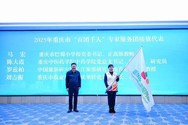 專家服務(wù)團(tuán)接旗。重慶市人力社保局供圖