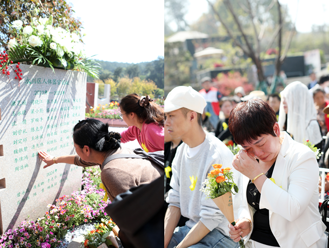 圖為遺體和人體器官捐獻(xiàn)者家屬緬懷親人。