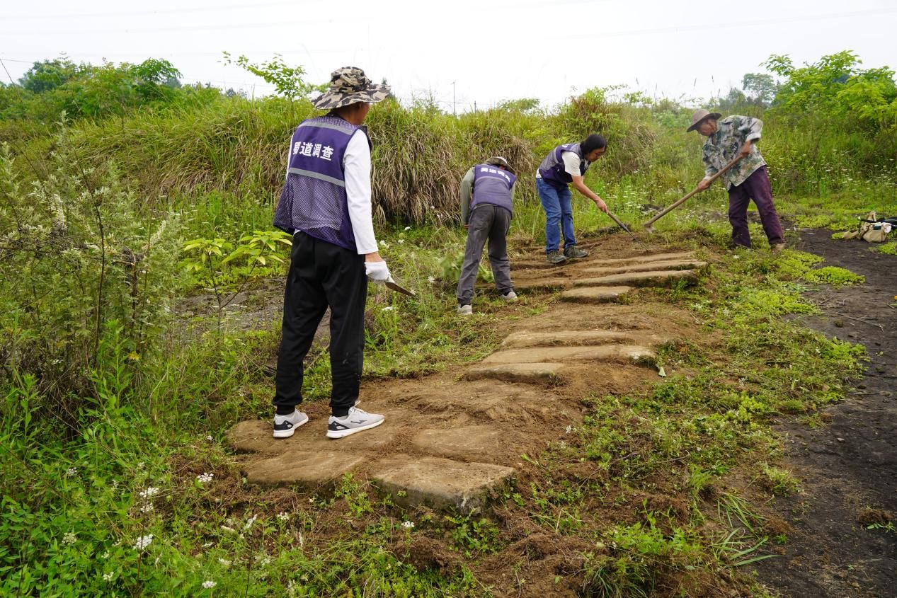 考古人員對古道遺存進行清理。重慶市文物考古研究院供圖