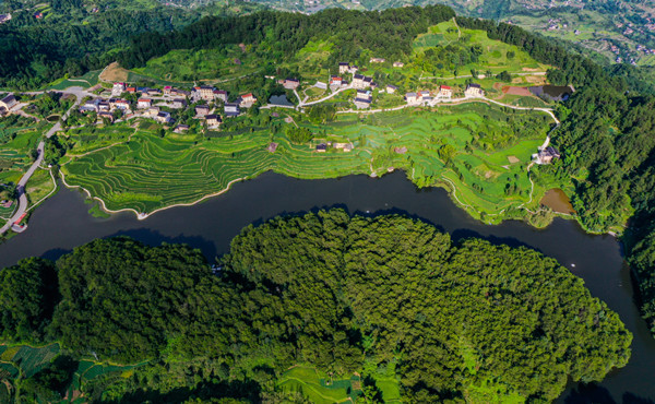 改善后的民居和同心湖相映成趣。陳星宇 攝