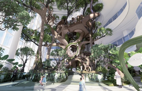 光環(huán)花園城世界樹(shù)效果圖。圖源：渝北發(fā)布