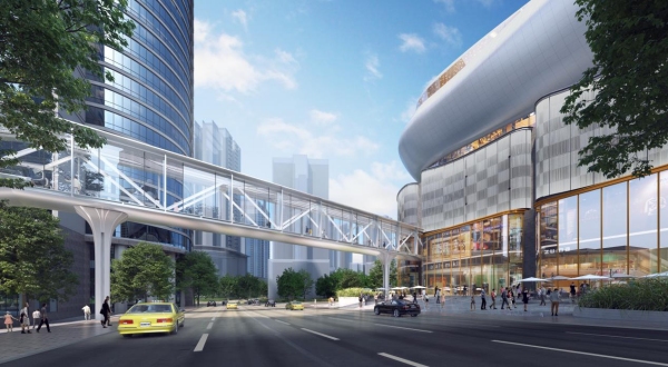 觀音橋“空中連廊”設(shè)計(jì)效果圖。重慶設(shè)計(jì)集團(tuán)有限公司市政設(shè)計(jì)研究院供圖