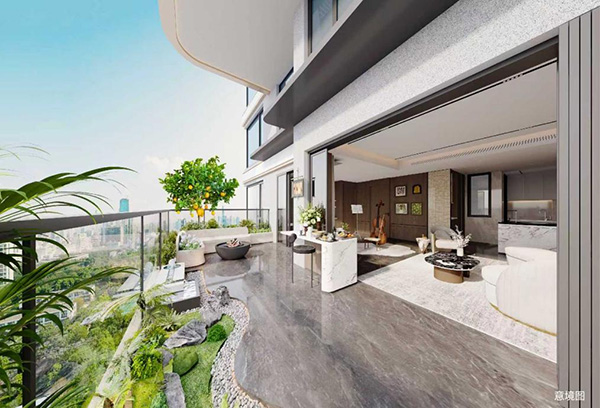 華僑城·熙宸項(xiàng)目空中庭院意境圖。重慶華僑城供圖