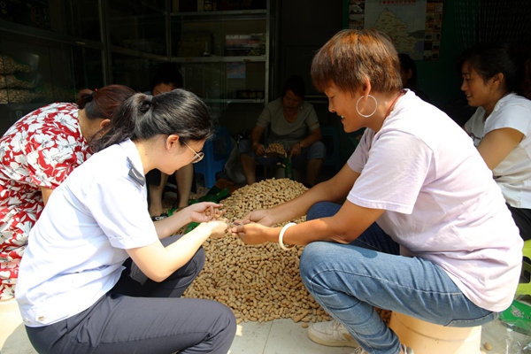 豐都縣稅務(wù)人員走訪青雙黑花生股份合作社，了解經(jīng)營情況，輔導(dǎo)開具農(nóng)產(chǎn)品發(fā)票。張凌云攝