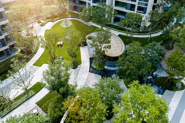 中建·光嶼一期園林交付實(shí)景。中建·光嶼供圖