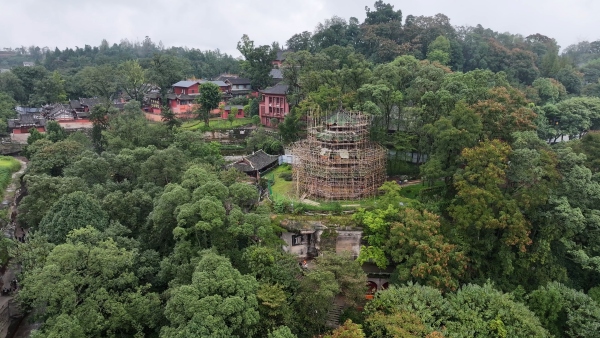 萬歲樓保護修繕工程正式啟動。大足區(qū)委宣傳部供圖