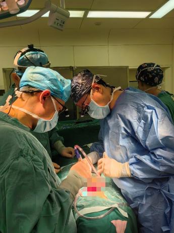 手術(shù)操作中。重慶市人民醫(yī)院（重慶大學(xué)附屬人民醫(yī)院）供圖
