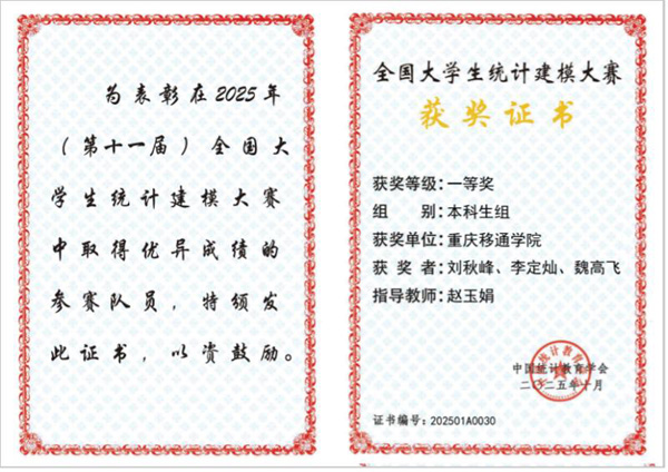 獲獎證書。學校供圖