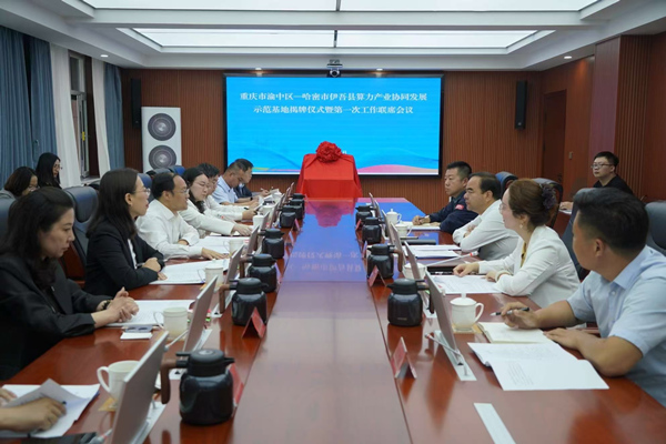 重慶市渝中區(qū)——哈密市伊吾縣算力產(chǎn)業(yè)協(xié)同發(fā)展示范基地揭牌儀式暨第一次工作聯(lián)席會(huì)議召開(kāi)。渝中區(qū)委宣傳部供圖