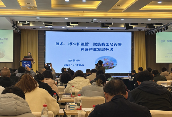 中國作物學(xué)會馬鈴薯專業(yè)委員會會長金黎平作報告。西南大學(xué)供圖