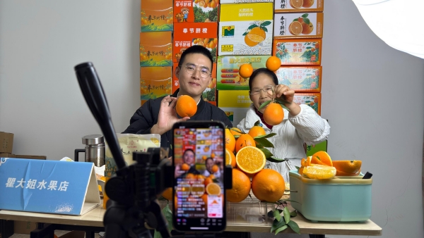 直播售賣奉節(jié)臍橙。奉節(jié)縣融媒體中心供圖